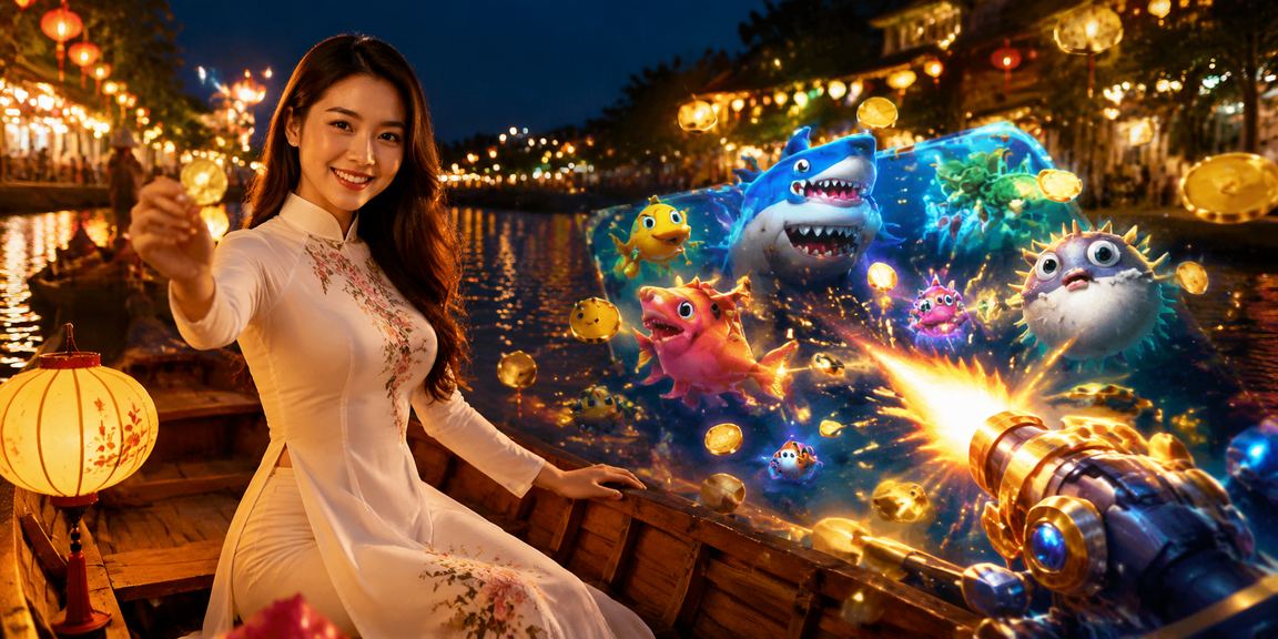 Không gian giải trí ban đêm tại Hội An, gợi nhắc trải nghiệm trò chơi trực tuyến